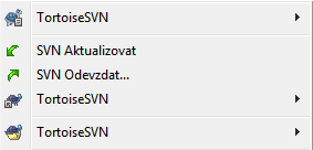 Menu Soubor v Průzkumníku pro zkratky v adresáři s verzí