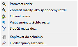 Horní panel Kontextového Menu pro 2 vybrané Revize