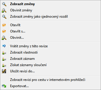 Dolní panel dialogového okna Záznamů s Kontextovým Menu