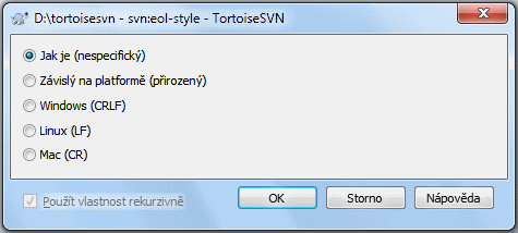 Stránka vlastnosti svn:eol-style