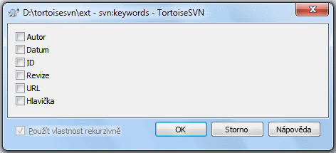 Stránka vlastnosti svn:keywords