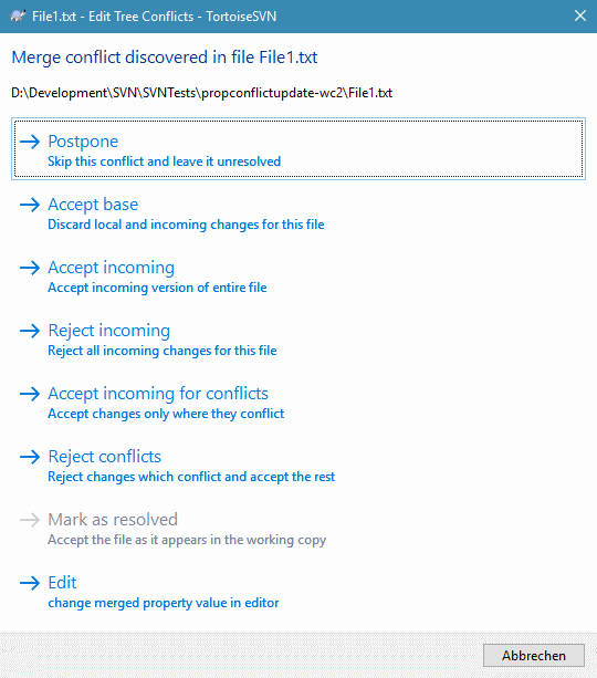 Der Zusammenführen-Konfliktdialog