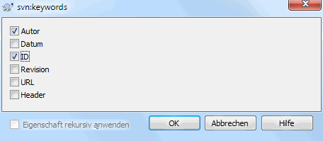 Eigenschaftsseite svn:keywords