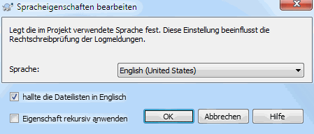 Sprach-Eigenschaftsseite