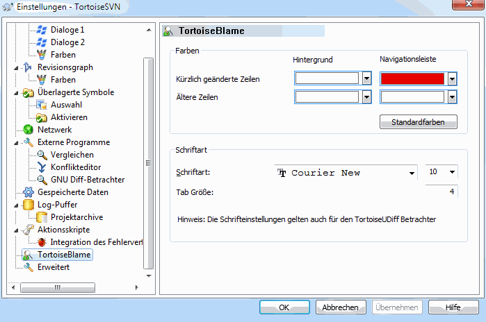 Der Einstellungsdialog, TortoiseBlame