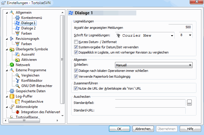 Der Einstellungsdialog, Seite 1