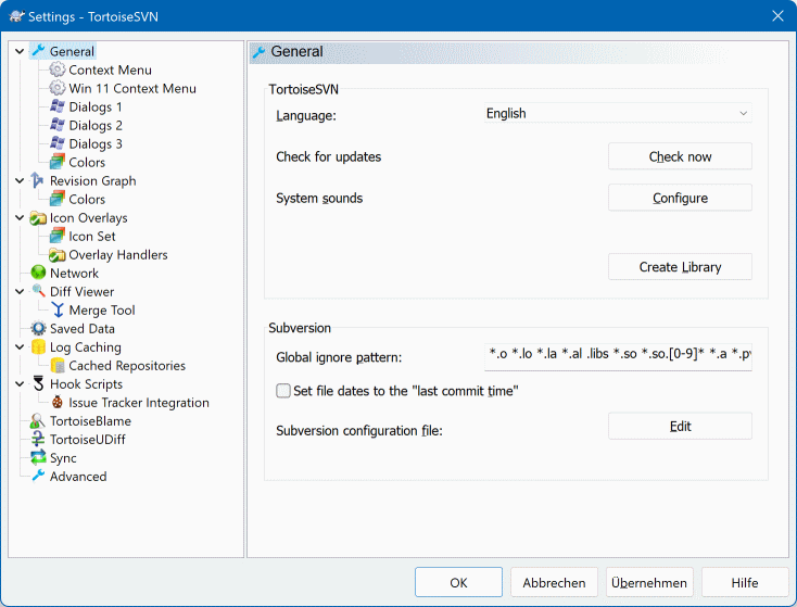 El diálogo Configuración, página General