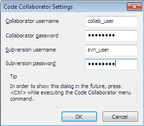 Code Collaborator -asetusikkuna