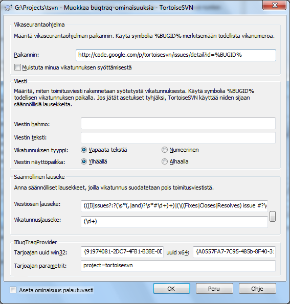 tsvn:bugtraq -ominaisuussivu