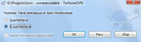 svn:executable -ominaisuussivu