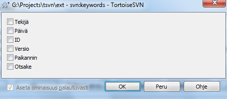 svn:keywords -ominaisuussivu