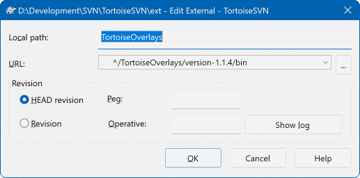 Page de propriété svn:externals