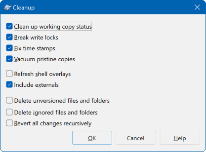 The Cleanup dialog