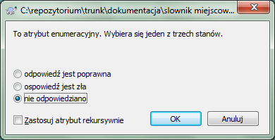 Dialog atrybutu typu enumeracyjnego zdefiniowanego przez użytkownika