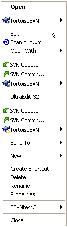 Atalho no menu arquivo do Explorer em um diretrio controlado
