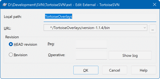 pgina da propriedade svn:externals