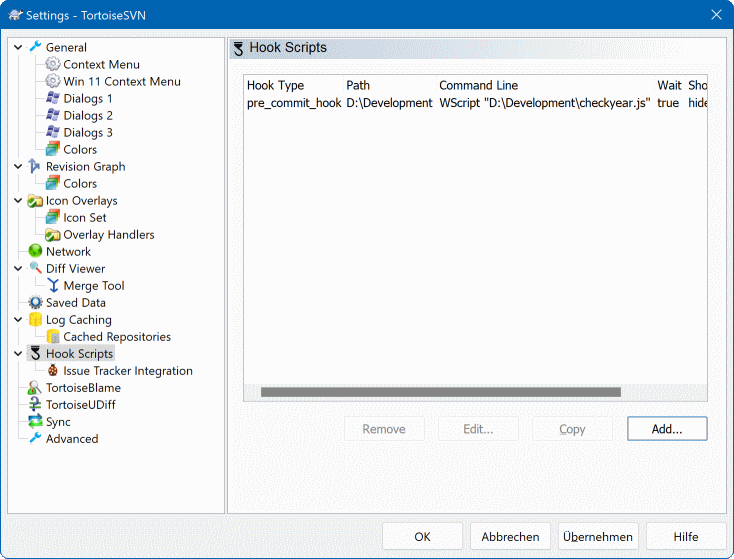 Janela de Configuraes, Opo Scripts de Gancho